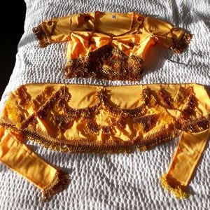 BELLY DANCE GYPSY TRIBAL CHOLI CROP TOP BEAD BELT